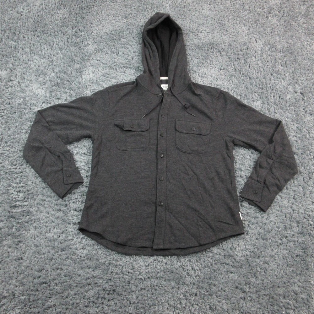 American Eagle Shirt Mens Medium Gray Super Soft Hooded Button Down NWT